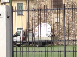 Lavori in corso sul campanile di Angera