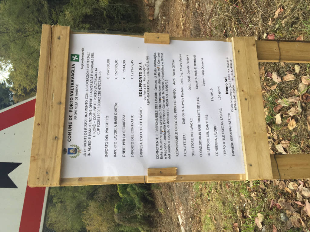 Lavori torrente porto valtravaglia 