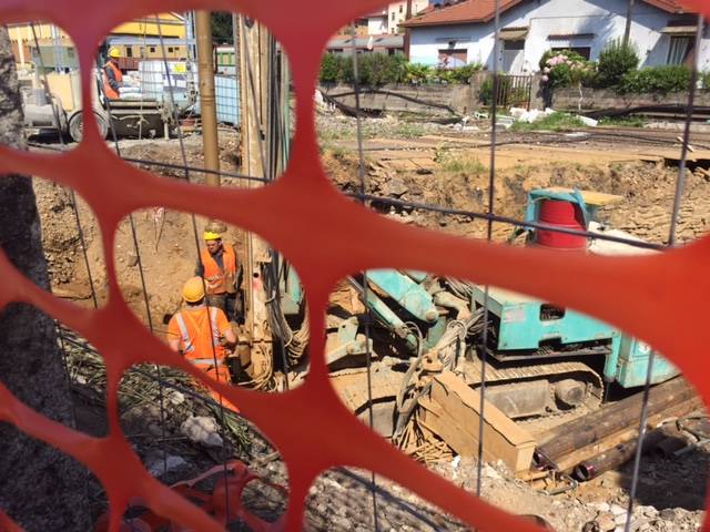 Luino, il cantiere ferroviario
