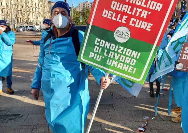 Sciopero infermieri e operatori sanitari sotto il Pirellone 