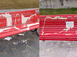panchine rosse angera vergiate vandali