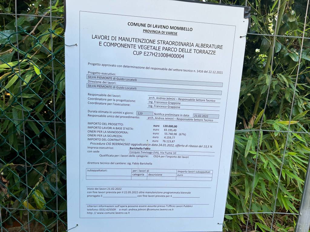 Il parco delle Torrazze e la passeggiata Romanini di laveno mombello 