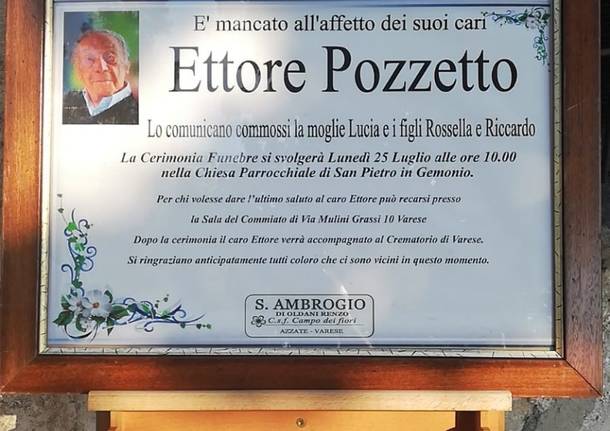 Necrologia Ettore Pozzetto 