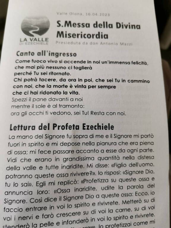 Don Mazzi celebra la Santa messa a "La Valle di Ezechiele" a Fagnano Olona 