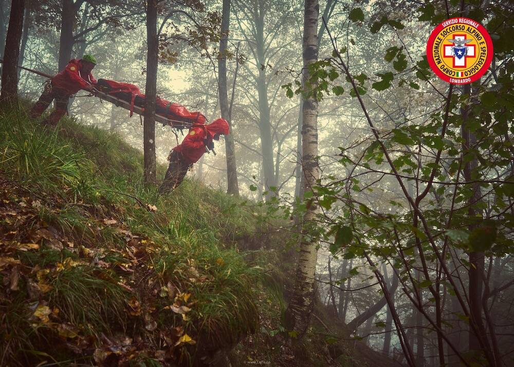 Simulazione di intervento a Piero degli uomini del Soccorso Alpino