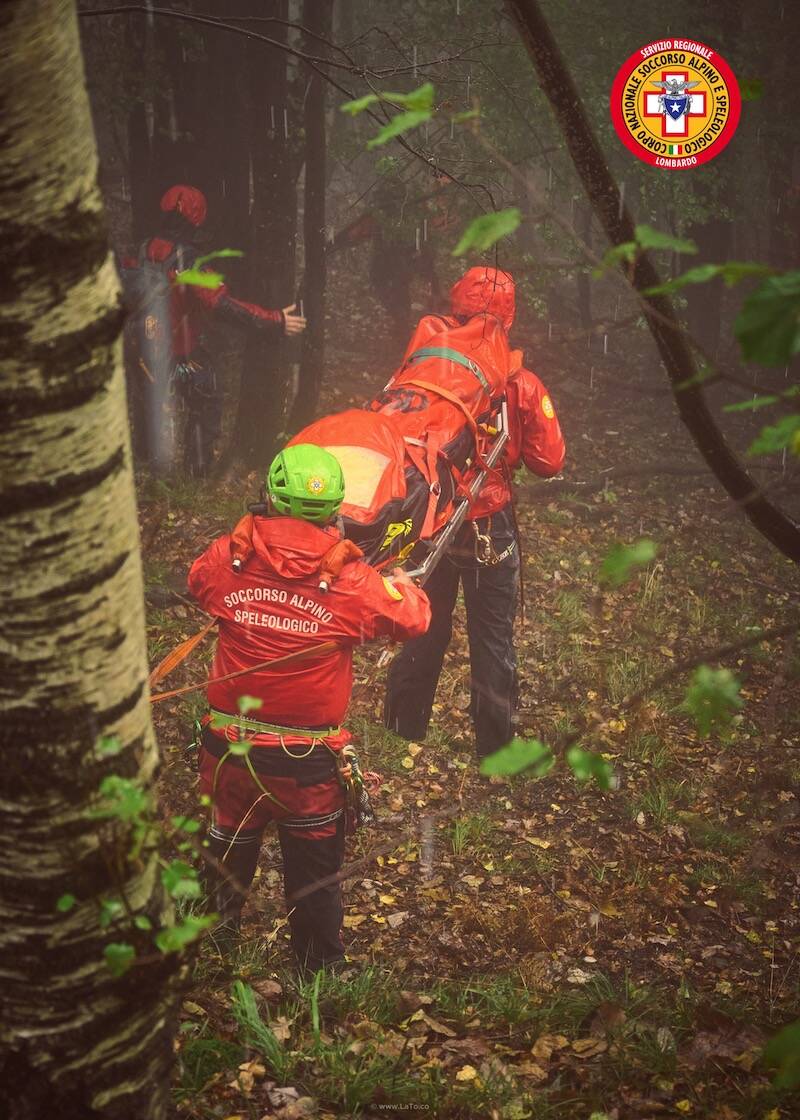 Simulazione di intervento a Piero degli uomini del Soccorso Alpino