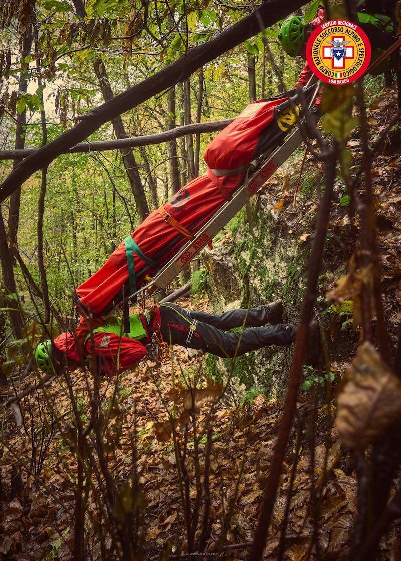 Simulazione di intervento a Piero degli uomini del Soccorso Alpino