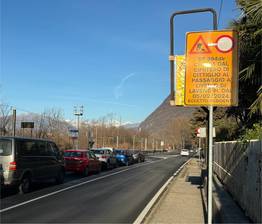 Cantiere Alptransit:  chiude la strada tra Cittiglio e Laveno