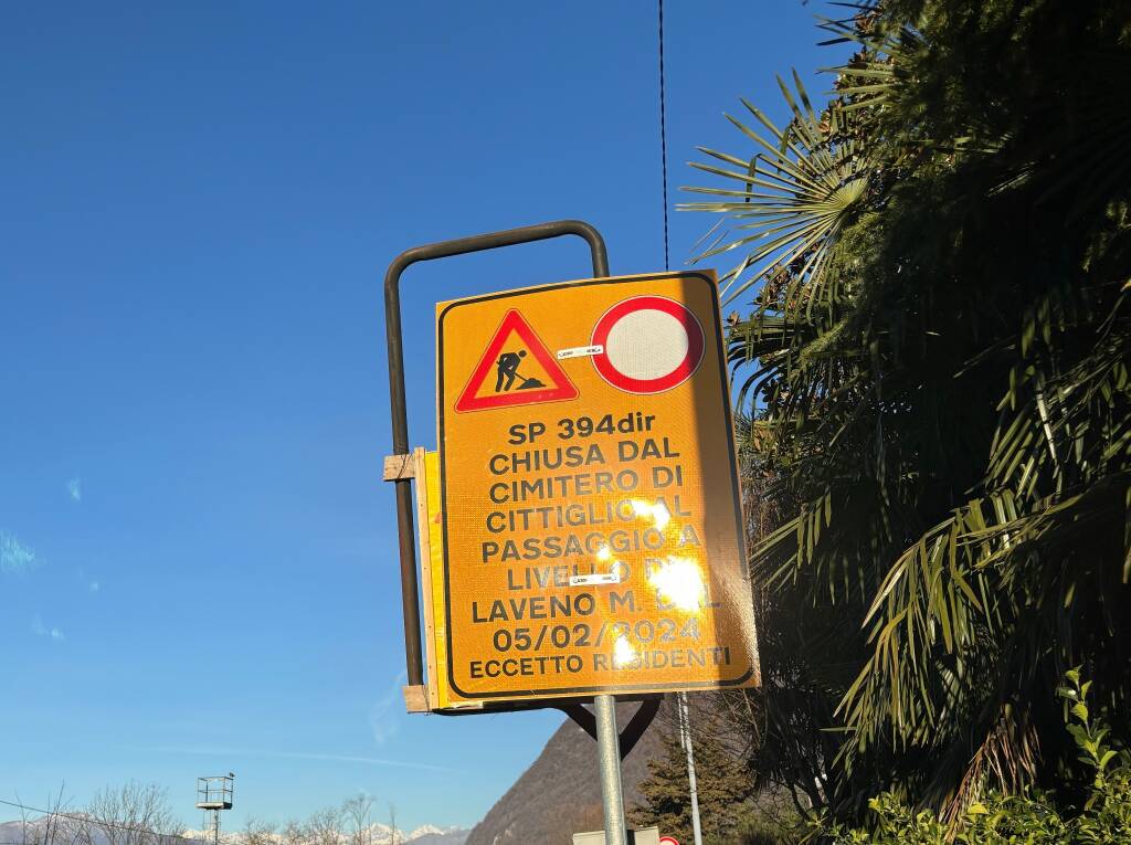 Cantiere Alptransit:  chiude la strada tra Cittiglio e Laveno