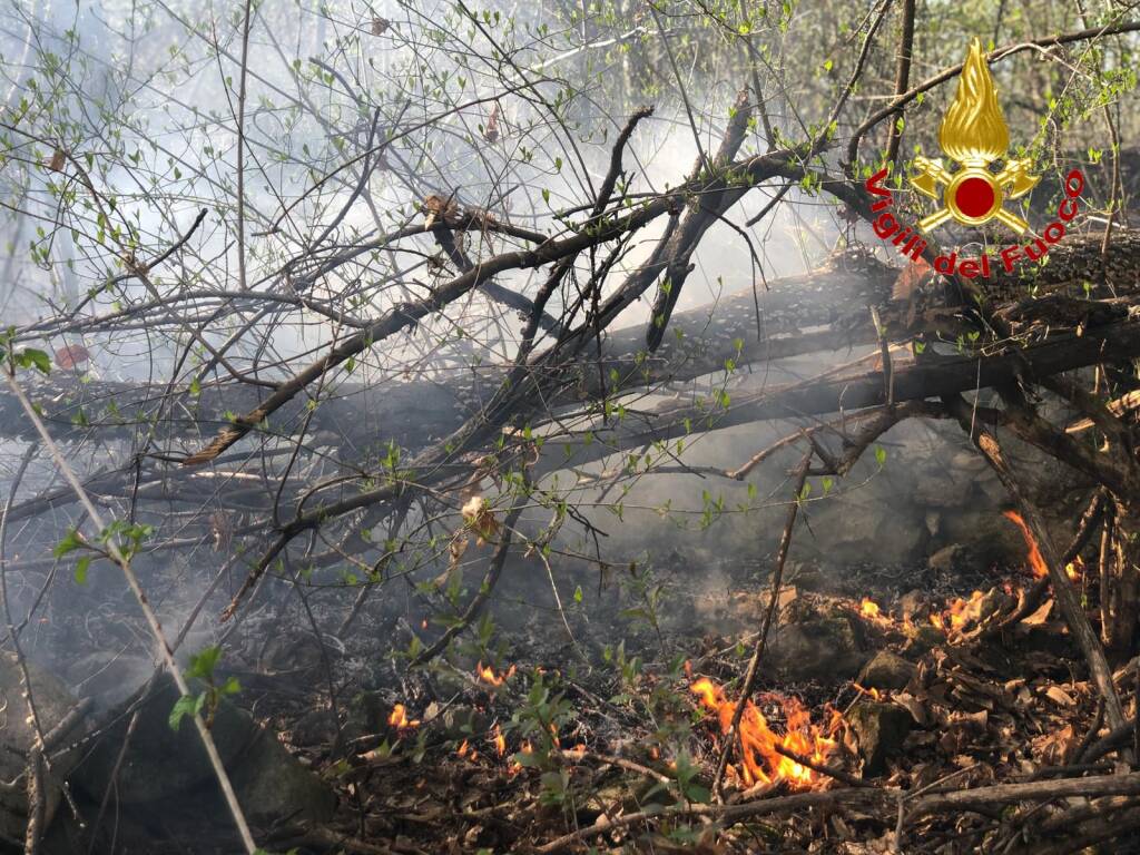 L'incendio tra Corgeno e Vergiate
