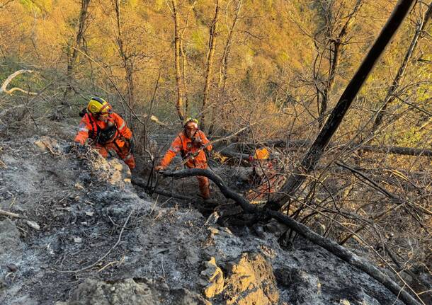 Foto di volontari dell'anticendio boschio, Laveno Mombello