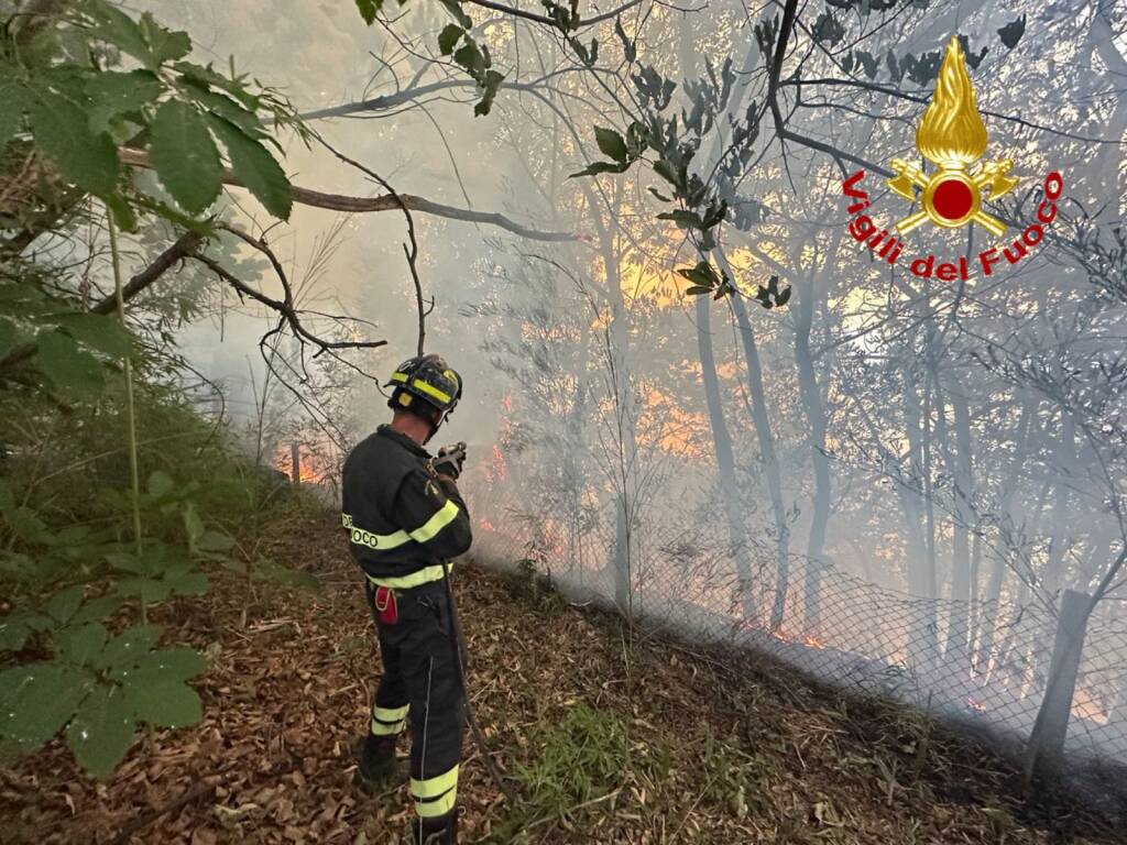 Incendio sul monte Cellina a Leggiuno